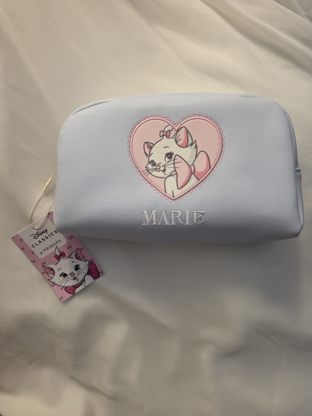 Disney Primark Marie The Aristocats Makeup Zip Bag Light Blue Pink Heart